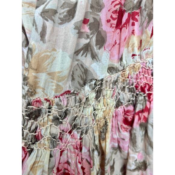 Vintage 1980s Pink Brown Floral Print Skirt Passports of Pier 1 Imports Florals - Picture 12 of 12